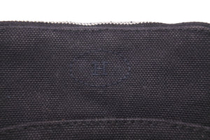[USED/中古]HERMES エルメス ポーチ ブラック ブラウン キャンバス レザー シルバー金具 Bランク 中古 45428