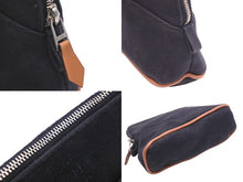 Load image into Gallery viewer, [USED/中古]HERMES エルメス ポーチ ブラック ブラウン キャンバス レザー シルバー金具 Bランク 中古 45428