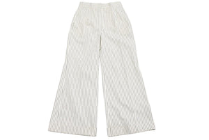 CHANEL シャネル ストライプパンツ ボトムス ココマーク P55660V41682 コットン ホワイト ブラック サイズ38 美品 中古 45438