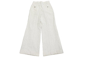 CHANEL シャネル ストライプパンツ ボトムス ココマーク P55660V41682 コットン ホワイト ブラック サイズ38 美品 中古 45438