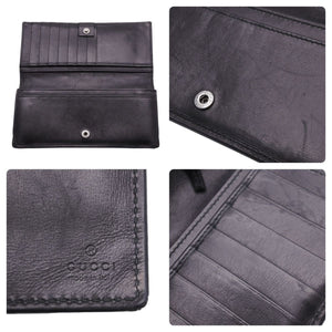 GUCCI グッチ ファスナー長財布 ロングウォレット レザー シルバー金具 368184 ブラック 良品 中古 45519