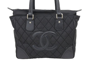 CHANEL シャネル パリニューヨークライン マトラッセ ココマーク トートバッグ 12番台 ナイロン レザー 美品 中古 45522