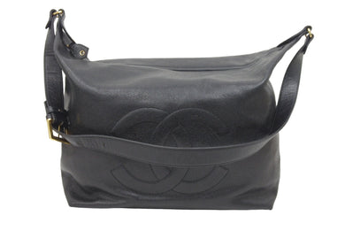 CHANEL シャネル ワンショルダーバッグ 斜めがけバッグ ココマーク 3番台 キャビアスキン ブラック ゴールド 美品 中古 45555