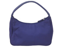 Load image into Gallery viewer, PRADA プラダ ホーボー ヴィンテージ ハンドバッグ ミニ ナイロン 三角ロゴ MV515 ブルー シルバー レディース 美品 中古 45562