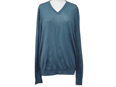 GIORGIO ARMANI ジョルジオアルマーニ カーディガン ニット トップス LSM02MLS01M ウール ブルー サイズ50 美品 中古 45563