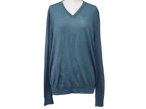 GIORGIO ARMANI ジョルジオアルマーニ カーディガン ニット トップス LSM02MLS01M ウール ブルー サイズ50 美品 中古 45563