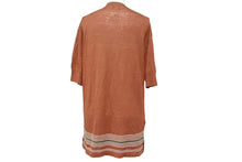 Load image into Gallery viewer, HERMES エルメス 半袖ニット 半袖Tシャツ サマーニット トップス ストライプ リネン シルク ブラウン サイズS 美品 中古 45564