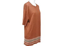 Load image into Gallery viewer, HERMES エルメス 半袖ニット 半袖Tシャツ サマーニット トップス ストライプ リネン シルク ブラウン サイズS 美品 中古 45564