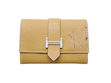 HERMES エルメス べアンミニ シェブル 財布 コンパクトウォレット コインケース カードケース □L 黄色 中古 45574