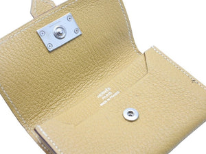 HERMES エルメス べアンミニ シェブル 財布 コンパクトウォレット コインケース カードケース □L 黄色 中古 45574