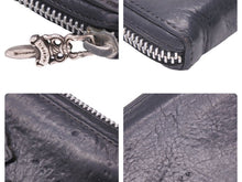 Load image into Gallery viewer, CHROME HEARTS クロムハーツ 3セメタリークロス ラウンドジップ レザーウォレット クロスパッチ 財布 良品 中古 45576