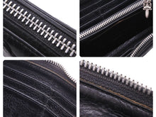 Load image into Gallery viewer, CHROME HEARTS クロムハーツ 3セメタリークロス ラウンドジップ レザーウォレット クロスパッチ 財布 良品 中古 45576