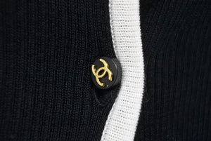 CHANEL シャネル タンクトップ ココマークボタン P05159V00233 95P コットン ブラック ホワイト サイズ36 美品 中古 45582