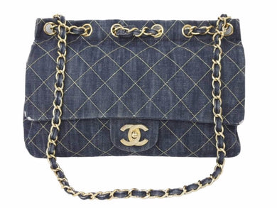 シャネル CHANEL スパークリングデニム マトラッセ チェーンショルダーバッグ インディゴブルー 10番台 中古 45596