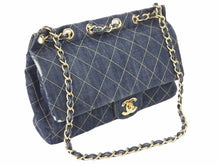 Load image into Gallery viewer, シャネル CHANEL スパークリングデニム マトラッセ チェーンショルダーバッグ インディゴブルー 10番台 中古 45596