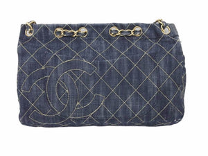シャネル CHANEL スパークリングデニム マトラッセ チェーンショルダーバッグ インディゴブルー 10番台 中古 45596