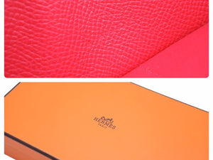 未使用 HERMES エルメス ケリーウォレット ヴォーエプソン A刻印 ピンク系 シルバー金具 長財布 箱付き 中古 45609