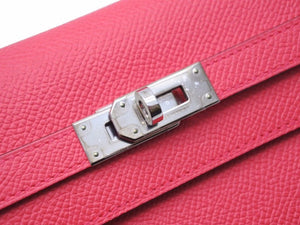 未使用 HERMES エルメス ケリーウォレット ヴォーエプソン A刻印 ピンク系 シルバー金具 長財布 箱付き 中古 45609