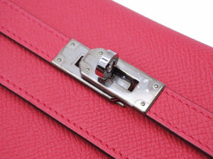 未使用 HERMES エルメス ケリーウォレット ヴォーエプソン A刻印 ピンク系 シルバー金具 長財布 箱付き 中古 45609