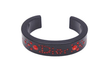 Load image into Gallery viewer, Christian Dior クリスチャンディオール バングル ロゴ ラインストーン ブラック レッド アクセサリー 小物 美品 中古 45625