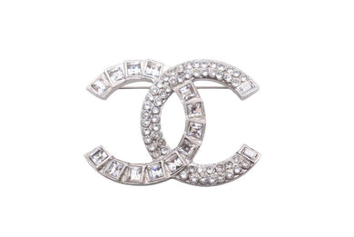 CHANEL シャネル ココマーク ブローチ アクセサリー 装飾品 小物 ラインストーン メタル 14C シルバー 美品 中古 45658