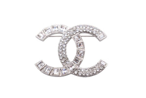 CHANEL シャネル ココマーク ブローチ アクセサリー 装飾品 小物 ラインストーン メタル 14C シルバー 美品 中古 45658