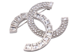 CHANEL シャネル ココマーク ブローチ アクセサリー 装飾品 小物 ラインストーン メタル 14C シルバー 美品 中古 45658