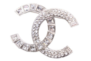 CHANEL シャネル ココマーク ブローチ アクセサリー 装飾品 小物 ラインストーン メタル 14C シルバー 美品 中古 45658