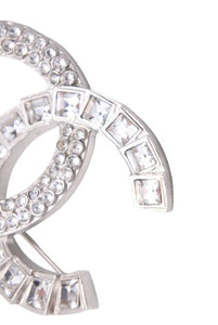 CHANEL シャネル ココマーク ブローチ アクセサリー 装飾品 小物 ラインストーン メタル 14C シルバー 美品 中古 45658