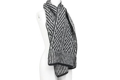 CHANEL シャネル マフラー ウール モヘア アルパカ ナイロン ブラック ホワイト 45660 美品 中古