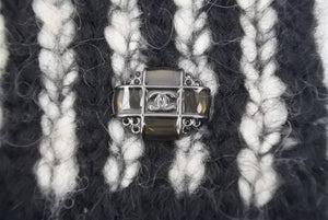 CHANEL シャネル マフラー ウール モヘア アルパカ ナイロン ブラック ホワイト 45660 美品 中古