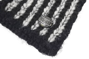 CHANEL シャネル マフラー ウール モヘア アルパカ ナイロン ブラック ホワイト 45660 美品 中古