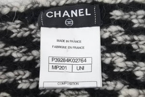CHANEL シャネル マフラー ウール モヘア アルパカ ナイロン ブラック ホワイト 45660 美品 中古