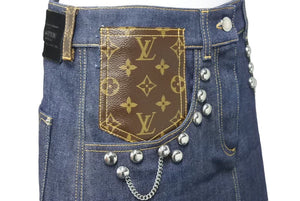 Louis Vuiton ルイヴィトン モノグラム ミニスカート コットン デニム インディゴ 	FFJB01FGK サイズ36 美品 中古 45662