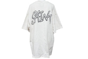 SAINTMICHAEL セントマイケル 21ss 聖人 せいんちゅ プリント半袖Tシャツカットソー コットン ホワイト ブラック XL 美品 中古45681