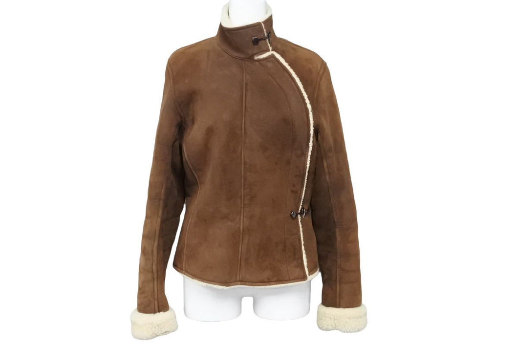 ジャケット コート HERMES エルメス ムートン ショートジャケット ゴルチエ期 表記サイズ 38 美品 中古45685