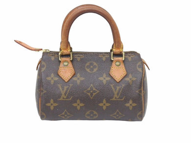 LOUIS VUITTON ルイヴィトン ミニスピーディ ハンドバッグ モノグラム ブラウン レザー M41534 中古 45738
