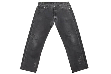 CHROME HEARTS クロムハーツ リーバイス 501 U VNTG JEAN BK セメタリークロスパッチ ブラックデニムパンツ 34インチ 美品 中古 45766