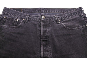 CHROME HEARTS クロムハーツ リーバイス 501 U VNTG JEAN BK セメタリークロスパッチ ブラックデニムパンツ 34インチ 美品 中古 45766