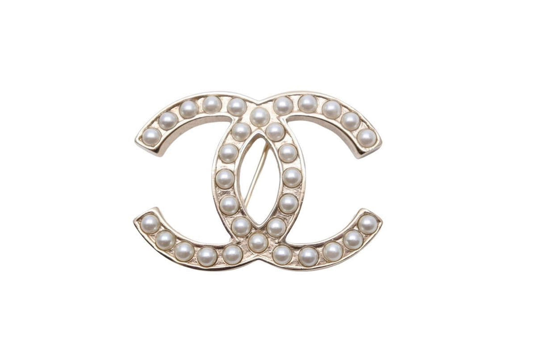 CHANEL シャネル ココマーク ブローチ フェイクパール アクセサリー ジュエリー D10V 小物 ロゴ ゴールド 美品 中古 45768