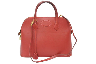 HERMES エルメス ボリード35 ルージュアッシュ □A刻 ゴールド金具 クシュベル 中古 45785
