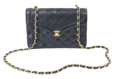 CHANEL シャネル ヴィンテージ ショルダーバッグ ミニマトラッセ 1番台 レザー ブラック ゴールド金具 良品 中古 45839