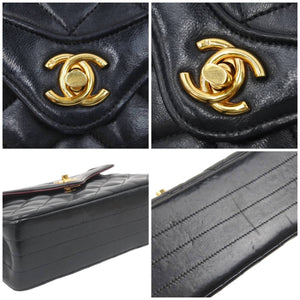 CHANEL シャネル ヴィンテージ ショルダーバッグ ミニマトラッセ 1番台 レザー ブラック ゴールド金具 良品 中古 45839