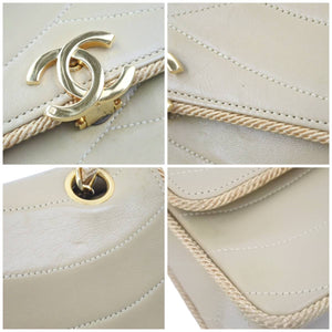 CHANEL シャネル ヴィンテージ マトラッセショルダーバッグ ココマーク 00番台 ベージュ ゴールド金具 良好 中古 45840