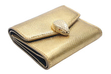 Load image into Gallery viewer, BVLGARI ブルガリ セルペンティ フォーエバー 二つ折り財布 コインケース スネークヘッド 蛇 レザー ゴールド 美品 中古 45895