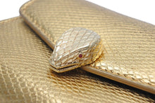 Load image into Gallery viewer, BVLGARI ブルガリ セルペンティ フォーエバー 二つ折り財布 コインケース スネークヘッド 蛇 レザー ゴールド 美品 中古 45895