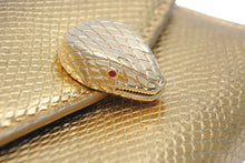 Load image into Gallery viewer, BVLGARI ブルガリ セルペンティ フォーエバー 二つ折り財布 コインケース スネークヘッド 蛇 レザー ゴールド 美品 中古 45895