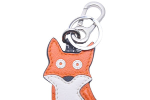 LOEWE ロエベ レザー キツネ 動物 ストラップ チャーム オレンジ ホワイト 美品 中古 45912 正