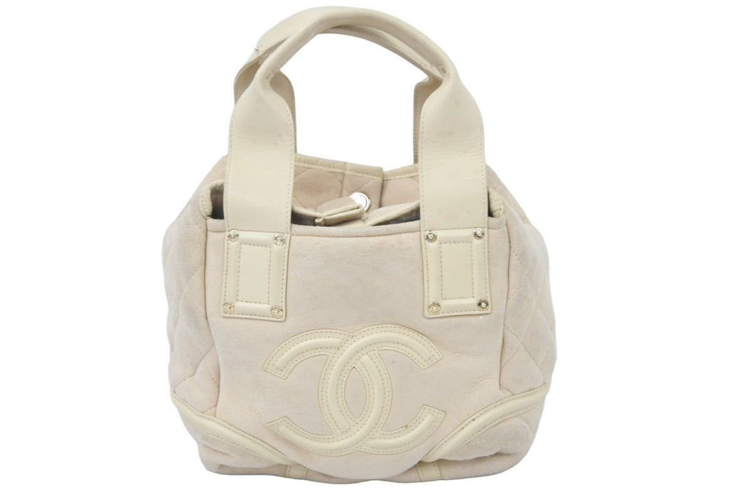 CHANEL シャネル ヴィンテージ ムートンスエードハンドバッグ ココマーク 10番台 ベージュ 良品 中古 45920