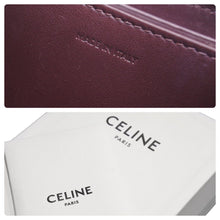 Load image into Gallery viewer, CELINE セリーヌ ジップドウォレット コインケース 新ロゴ カーフスキン バーガンディ ゴールド金具 美品 中古 45925